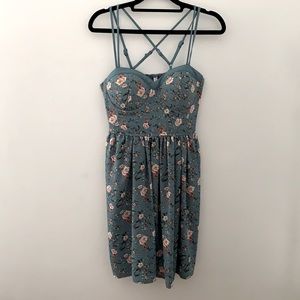 Xhiliration Blue Floral Dress